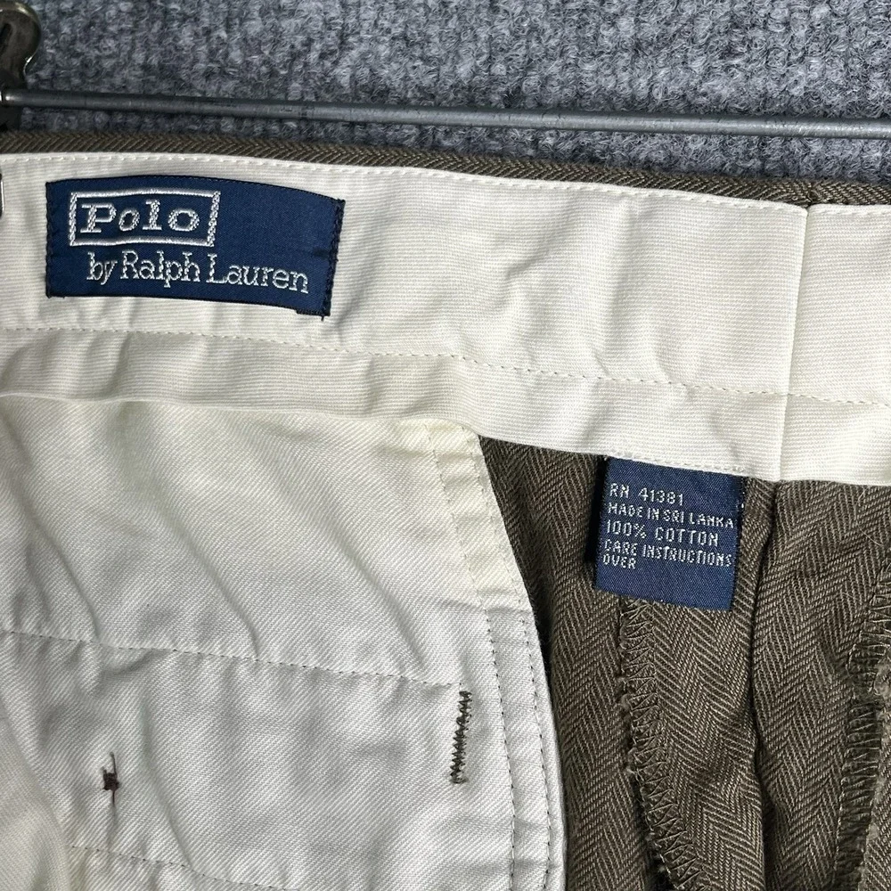 Vintage Polo‎ Ralph Lauren Pleated Cuffed Trousers Men 33/30 Green